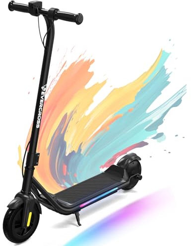 EVERCROSS E6 Electric Scooter for Kids, 7 Lightweight E-Scooter for Ages 6-12, Electric Scooter with A Range of Up to 20 km and 7-Color Lights, 3 Speed Modes (8, 12, 16 km/h)
