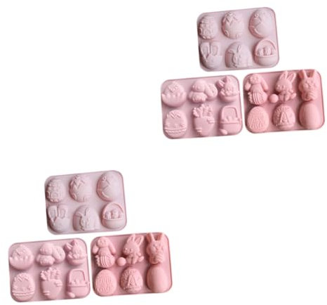 PRETYZOOM 2 Juegos Molde De Pastel De Pascua Estaño Cacerola Toppers Para Tartas Decoraciones Para Pasteles Molde De Silicona Chocolate Moldes De Silicona Moldes De Pascua Rosa 3 Piezas * 2