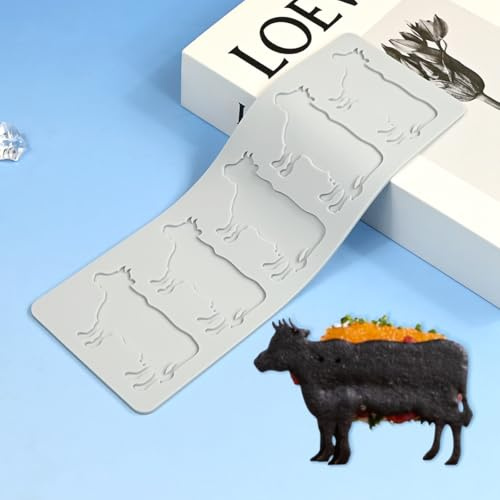 TUKE Moule à gâteau en silicone avec motif vache - Tapis de gaufrage flexible pour résine, argile, chocolat, fondant et loisirs créatifs (C_ vache)