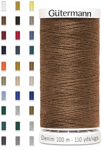 Nähmit - Gütermann DENIM 100-Meter Jeansgarn hochwertig und reißfestes Nähmaschinengarn + GRATIS FARBKARTE (A09-2165)