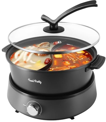 Food Party Olla Hot Pot Eléctrico 4L Hotpot Separable Actualizado 220V 1350W Fondue Shabu Shabu Hotpot