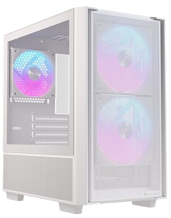 Einarex Pulse PM150 RGB Caja de PC para Gaming, Soporte para 5 Ventiladores de 120mm, Refrigeración Líquida hasta 240mm, Panel Lateral de Vidrio (Blanco)