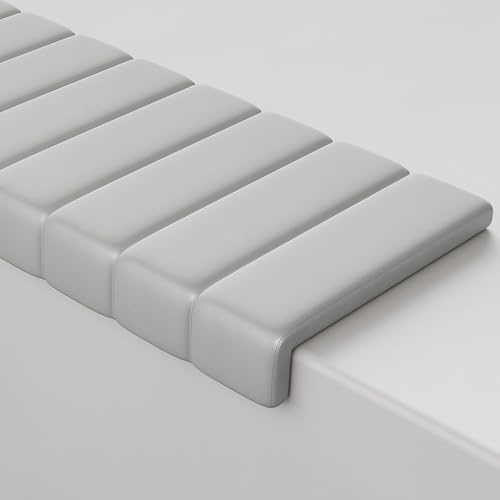 Aeovot Treppen-Sitzkissen Indoor/Outdoor aus Kunstleder - Wasserfest/rutschfest Klemmkissen Sitzauflagen für Stadiontribünen Gartenmöbel Bank Erkerfenster Restaurant Café(Grau,35x30 cm/13.8x11.8 in)