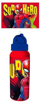 Coriex Borraccia Scuola Bottiglia Sport in Alluminio per Bambini 550ml con nuovo beccuccio in varie colorazioni (Borraccia Rosso(Spidermann))