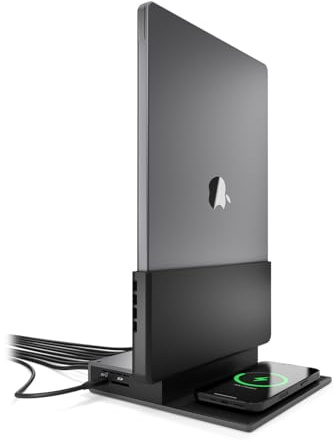 Brydge ProDock Duo TB4 MacBook Dockingstation, Dual Monitor 4K 60Hz | Vertikales Thunderbolt 4 Dock für MacBook Pro 14/16 & Air 13/15 (M1-M5) | 12 Anschlüsse, 96W, MagSafe | Pro 14 Zoll Sleeve