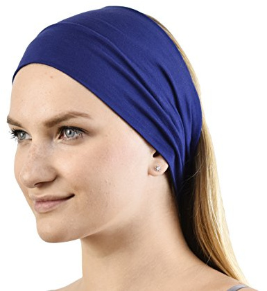 Jasmine Silk Unisex Bamboo Headband Hair Band (Navy)