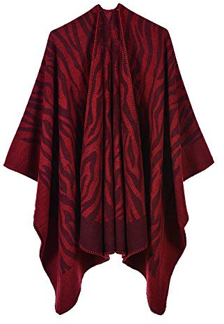 Women's Scarf Joker Warm Dual-Use Fashion Animal Pattern Shawl Cape 130 * 150 Red