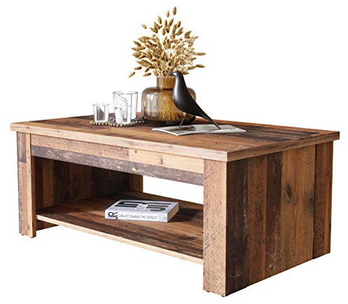 Newfurn Couchtisch Betonoptik Dunkelgrau Old Wood Wohnzimmertisch Vintage Industrial - 110x45,7x65 cm (BxHxT) - Landhausstil Sofatisch Tisch - Wohnzimmer