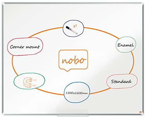Nobo Premium Plus Emaille Magnetisches Whiteboard - 1500 x 1200 mm, Aluminiumrahmen, EU Ecolabel zertifiziert, 1915147