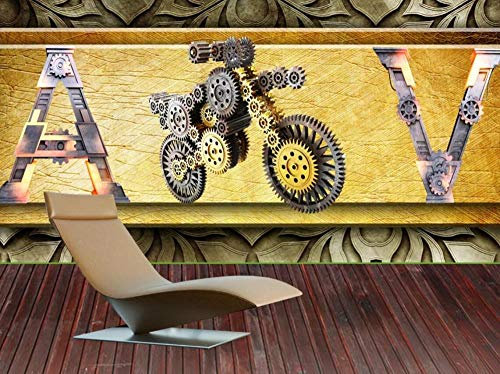 Papier Peint Panoramique Moto Engrenage En Métal Papier Peint Intissé 3D Tapisserie Poster Murale Décoration Chambre Salon -LIWALLPAPER- 430cmx300cm