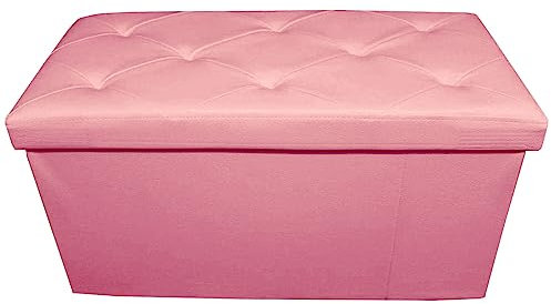 Russo Tessuti Panca Cassapanca Contenitore Baule Ecopelle Seduta Puff Arredo Salotto Divano-Rosa Antico