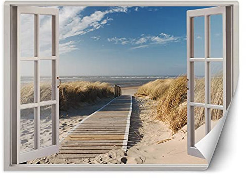 Feeby - 3d Tapete - Fensterblick - 140x100 cm, Fototapete Schlafzimmer - Deko Wohnzimmer - Wallpaper - Wand Deko - Wandtapete XXL - Tapete - Wanddeko - Vliestapete - Landschaft