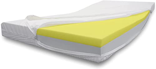 Dibapur® Visco Inkontinenz Anti-Dekubitus Orthopädische Visco + Kaltschaummatratze Kern ca.10 + 4 cm mit gestrickten Aloe Vera (EC) - wasserdichtem Bezug Öko Tex Made in Germany (140 x 200 cm)