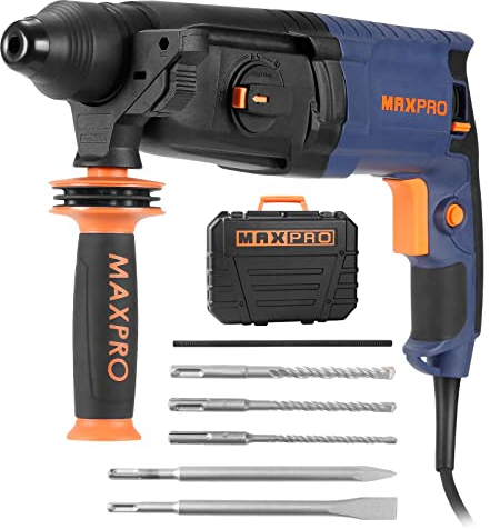 MAXPRO Martello Perforatore SDS-Plus 800W, 6 Velocità Variabili con 4 Funzioni, Capacità di foratura: calcestruzzo (26MM), metallo (13MM), legno (30MM)
