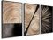 DekoArte - Tableau decoration murale salon, ART MINIMALISTE EN BOIS, 50x70 cm, x3 pièces - Tableaux avec cadre noir inclus