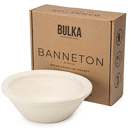 Bulka Small Round 8 500g Plane Banneton Bread Proofing Basket Pressed Wood Pulp, Sourdough Proofing Basket - Non-Stick Brotform Sourdough Bread Baking Supplies, Made in Germany.