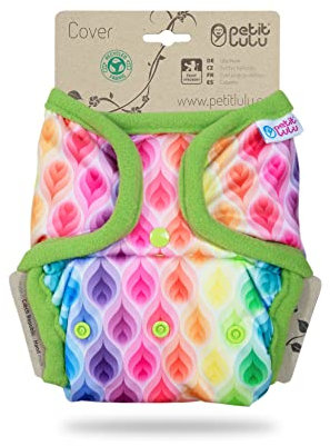 Petit Lulu Größe 2 PUL Überhose (5-16 kg) | Druckknöpfe | One Size Windelüberhose | Baby Windelhose | Waschbar & Wasserdicht | Stoffwindeln | Hergestellt in EU (Rainbow Flames)