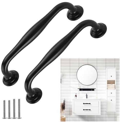 TsunNee 12PCS Modern Cabinet Handles, Concise Drawer Handles, Cupboard Door Handles, Bow Pulls, Furniture Door Pull Handles for Kitchen Bedroom, 128mm 5.03 Inches Hole Distance, Black