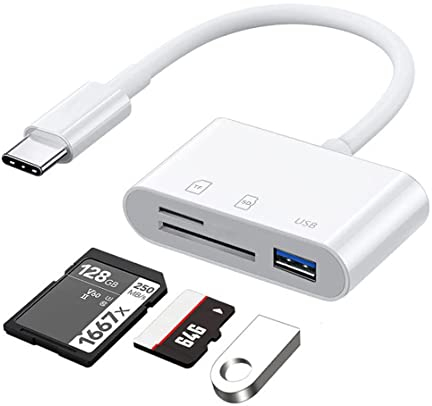 Lecteur de Cartes SD/Micro SD/USB3.0, USB-C vers Micro SD SD SDXC SDHC USB3.0 OTG Adaptateur Mémoire USB TF Type C pour Galaxy, Huawei, Tablettes, Ordinateur Portable, MacBook