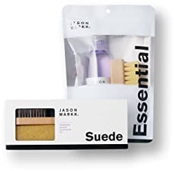 Jason Markk Essential & Suede Kit, Shoe Cleaner, Trainers Care, 4-Piece Set, Deep Cleaning Solution, Two Brush, & Stain Eraser, Ideal for Footwear, Safe for Leather, Suede, Nubuck, Cotton, Knits, 4oz