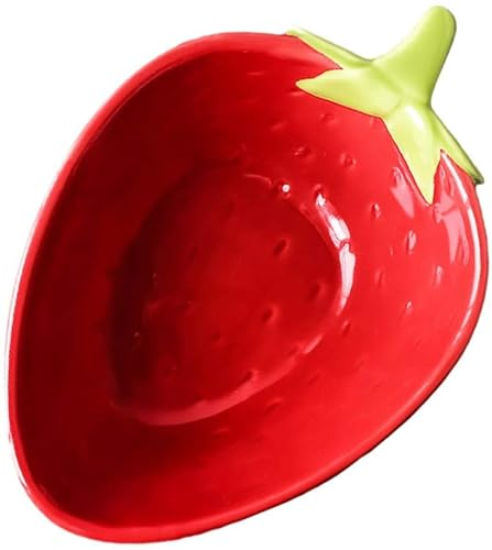 Saladier Bol Ramen Porcelaine 2pcs Bol de Fruits en Forme de Fraise Salade Snack Plat Aspantie Assiette Bols de Nourriture Restaurant Bol de Cuisine