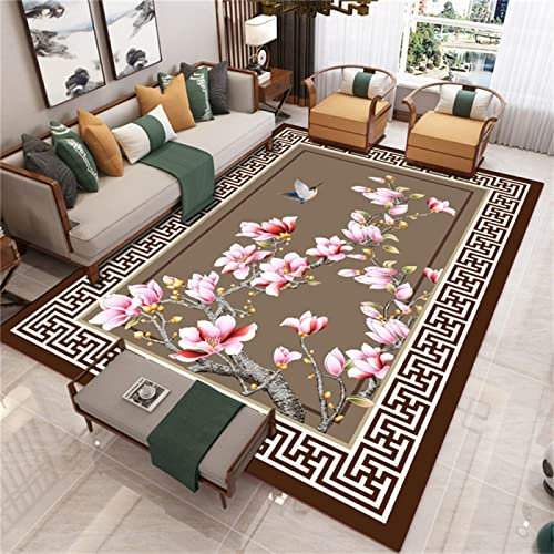 RUGMRZ Modern 130 x 190 cm Teppich Weich braun Schlafzimmer Teppiche 3 Teilig Großer Traditioneller Orientteppich Mit Vintage-Blumenmuster, Leicht Zu Reinigen