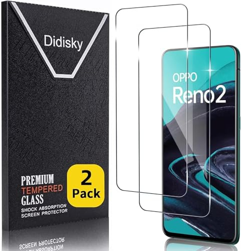 Didisky Lot de 3 Protecteur Verre Trempé pour Oppo Reno 2,Reno 2Z, Film Protection écran, résistance aux Rayures, dureté 9H, Pas de Bulles, Haute définition