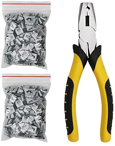 BREUAILY Drahtgeflecht Vogelkäfig Zangen-Kit: 600 Schnallenklemmen, Geflügelkäfigzaun-Installationswerkzeug für Katze, Hund, Kaninchen, Huhn, Wachtel, Taube