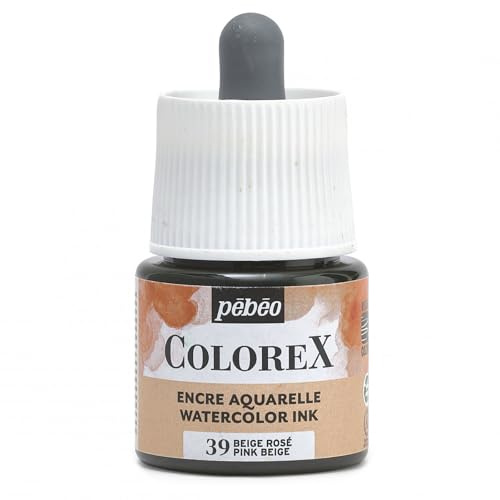 Pébéo - Colorex Tinte, 45 ml, Beige Rosé, Colorex Aquarell Pébéo – Beigefarbene Tinte, samtige Rendering, Multitool-Tinte, für alle Untergründe – 45 ml – Beige Rosé