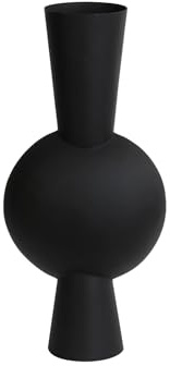 Light & Living Vase Kavandu - Schwarz - 26x19x54cm | Oval - Modern - Metall - Blumenvase - Vase für Trockenblumen - Vasen decko