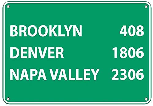 Highway Exit Schild Booklyn Denver Napa Valley Vintage Look Metall 20 x 30 cm Dekoration Malerei Schild für Zuhause Küche Bad Bauernhof Garten Garage inspirierende Zitate Wanddekoration