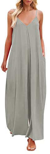 Tuta Salopette Donna Estiva Ragazza Pagliaccetto Moda Pantaloni Bavaglino Jumpsuit Hippie Cinturino Eleganti Cotone Lino Pagliaccetti Sling Senza Maniche Pantaloni Sciolto Pagliaccetti Overall