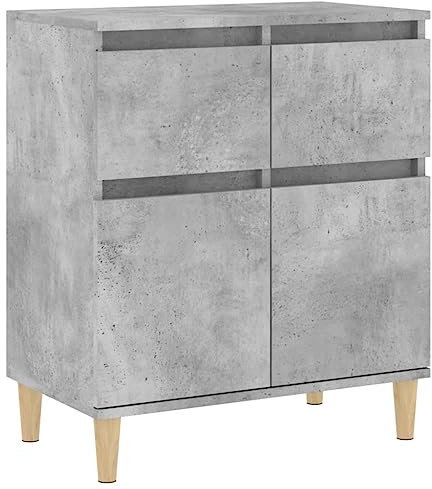 vidaXL Sideboard, Kommode mit 2 Schubladen 2 Fächern, Highboard Wohnzimmerschrank mit Holzbeinen, Schrank Anrichte Beistellschrank, Betongrau Holzwerkstoff