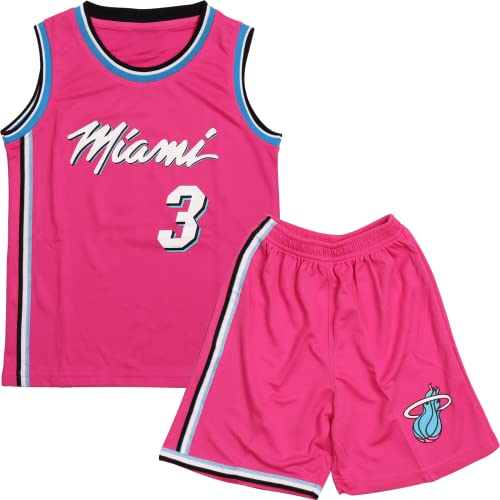 DaceStar Basketball Trikot Kinder, # 3 Basketball Kleidung Kinder, Basket-ball Trainings Ärmellos Trikot und Short, Jungen Basket-ball Trikots, Kinders Basket ball Trikots Set für 4-14 Jahre, Rosa XL