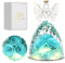 Faneeyo Engel Geschenke für Frauen, DREI Konservierte Blume Rosen in Glas Engel Geburtstagsgeschenk für Sie, Engel Rose Figuren Geschenk für Valentinstag Muttertag Weihnachten.AquaBlau