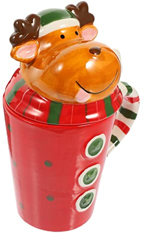 UPKOCH Weihnachtsbecher Aus Keramik Weihnachten Teetasse Festival Wasserbecher Weihnachtsbecher Mit Deckel Tasse Mit Heißer Schokolade Hirsch-kaffeetassen Büro Haushalt Wasserbehälter