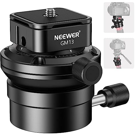 NEEWER Tripod Leveling Base (Φ55mm) Aluminum with 1/4 Quick Release Plate for DSLR Cameras & 3/8 Thread Hole, +/-15° Tilt 360° Panoramic Adjustable Damping Quick Leveler, Max Load 22lb, GM13