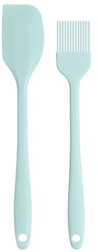 Set 2 Silicone Spatula for Cooking, Non Stick Rubber Spatula Heat Resistant, Soft Silicone Food Safe Spatula Baking, Small Silicone Spatula Set Cake Kitchen for Baking & Mixing(Spatula+ Brush)