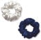 townssilk Seidenhaarschlaufe,100% reine Maulbeerseide, 22 Momme,haarschonend,luxuriös,federnd,Haargummis.2 Stück Naturalwhite Navyblue