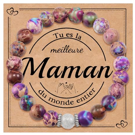 CheersLife Geschenke für Mama, Perlen Stein Armband, Mama Geschenk von Tochter Sohn, Geburtstagsgeschenk Muttertagsgeschenke für Mutter Lila