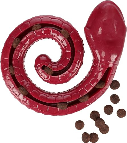 Flamingo Sneaky Snake – Snackspielzeug für Hunde – Bordeaux – 17 × 16,2 × 4,3 cm – Aus TPR mit Squeaker – Befüllbar für interaktives Spiel