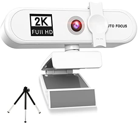 CLSSLVVBN Computer Webcam HD USB 2.0 Conference PC Camera Laptop Sostituzione Web Cam Camcorder per Home Office Live Streaming, Bianco, 2K