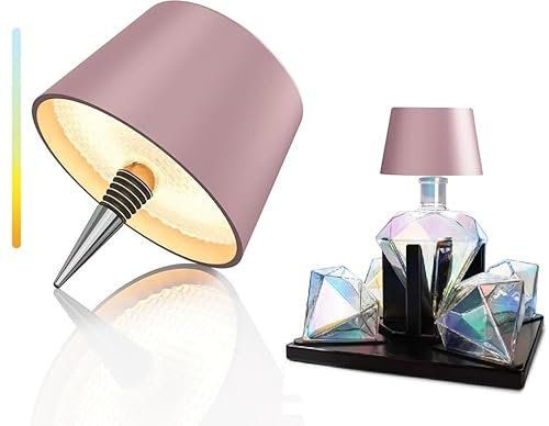 MU LIN Lampe Bouteille LED Sans Fil Tactile - Réglable 3 Modes Couleur, Rechargeable USB, Portable pour Chambre, Salon, Terrasse, Camping, Cadeau(rose)
