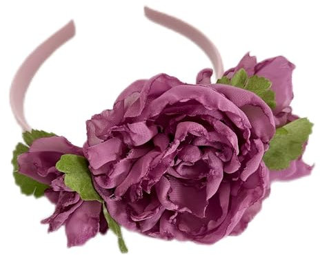 TULLE E MERAVIGLIE Cerchietto per capelli, Floreale color viola, ciclamino, fatto a mano