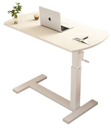 ACLFF Mesa Lateral con Ruedas, Mesa Auxiliar en Forma de C con Altura Ajustable, Mesa Pequeña Salon, Mesa de Ordenador, para salón, sofás, Dormitorio 70 x 40 x 65~95cm
