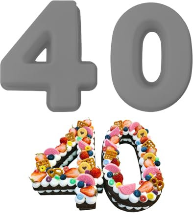 MytaYt 2 piezas de 40 moldes para tartas grandes de silicona con números de 10 pulgadas, moldes pasteleria de 25 cm para cumpleaños, boda, aniversario