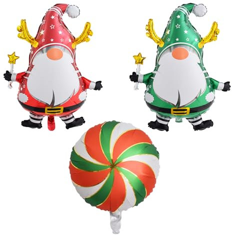 KOBOKO Weihnachten Deko Rudolf-ballon, 3 Stück Weihnachten Ballon, Weihnachtsdeko Kinder Rund Folienballon, Weihnachtshirsch Deko Ballon Rudolph Luftballon, Helium Ballon Weihnachten Party Deko
