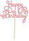 Personalized Happy Birthday Cake Topper - Custom Name Cake Decoration, Double-Sided Glitter Card, Baby Pink