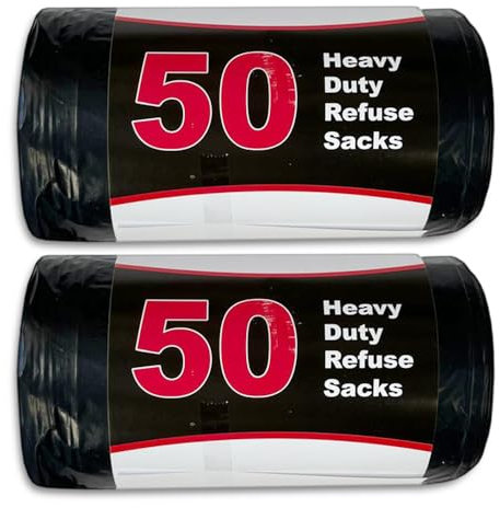 G4GOODS 2 Rolls of 100 Extra Strong Heavy Duty 50L Bin Bags (15x29x33)