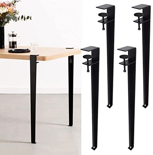 Lot de 4 pieds de table en métal de 70 cm, pieds de bureau réglables pour salle à manger, table basse, protection du sol, pieds de bureau en métal en forme de F